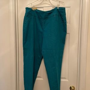 Turquoise color, no rips or tears , not faded